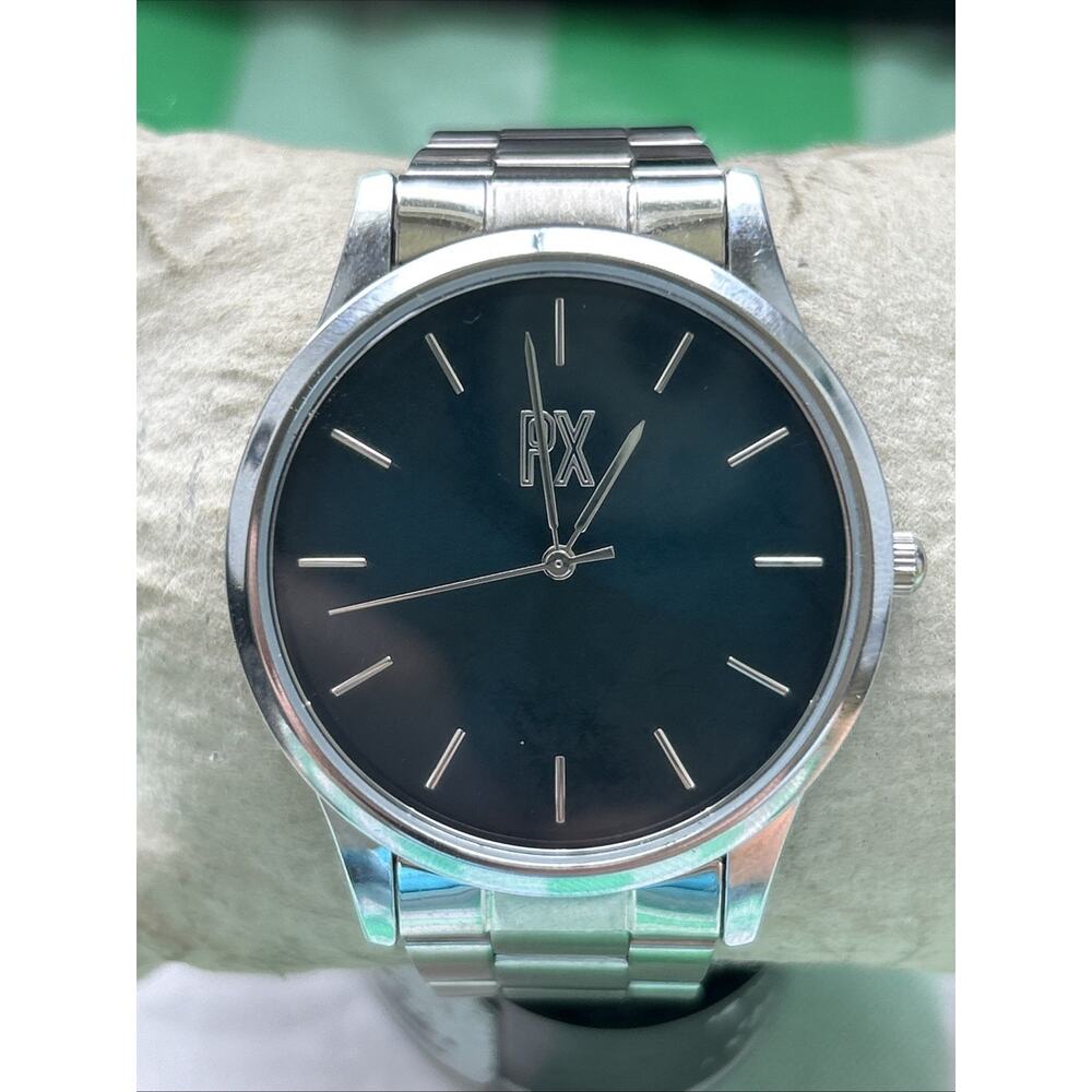 PX Silver Tone Navy Blue Dial Men’s Quartz Watch